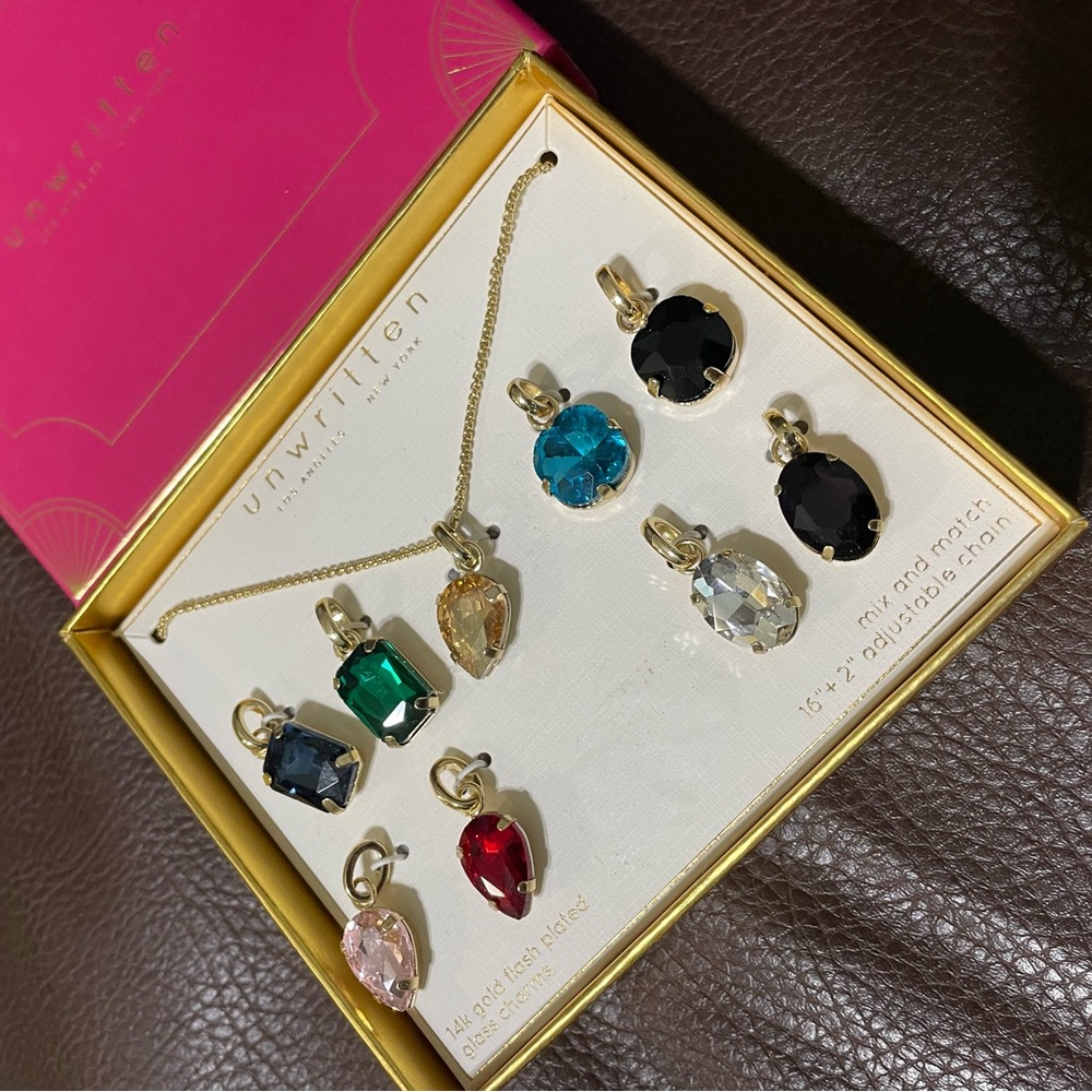 - Unwritten 14K Gold Plated Necklace and Pendant Jewelry set - Picture 2 of 6